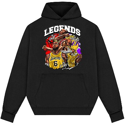Blusão Moletom Streetwear Basquete Masculino Feminino Legends The Goat The Mamba The King  - Preto