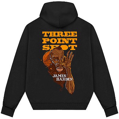 Blusão Moletom Streetwear Basquete Masculino Feminino James Harden Three Point Shot- Preto