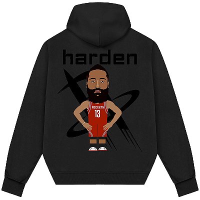 Blusão Moletom Streetwear Basquete Masculino Feminino James Harden Rockets - Preto