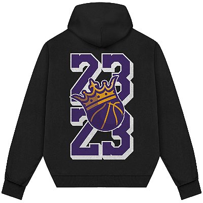 Blusão Moletom Streetwear Basquete Masculino Feminino King Los Angeles 23 - Preto