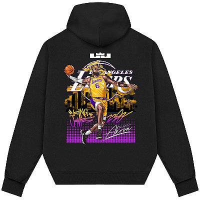 Blusão Moletom Streetwear Basquete Masculino Feminino King James 23 - Preto