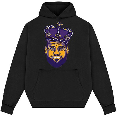 Blusão Moletom Streetwear Basquete Masculino Feminino LeBron King Coroa - Preto
