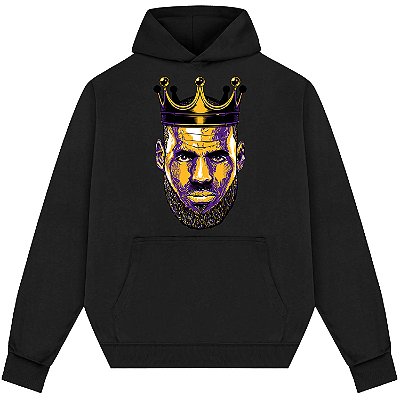 Blusão Moletom Streetwear Basquete Masculino Feminino James King Coroa - Preto