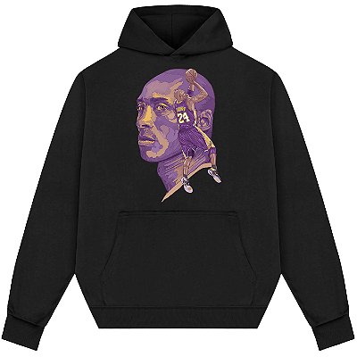 Blusão Moletom Streetwear Basquete Masculino Feminino Kobe Bryant Arremessando Na Cesta - Preto
