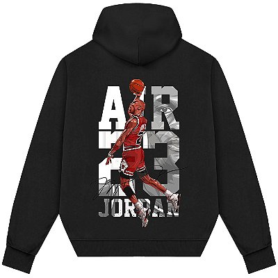 Blusão Moletom Streetwear Basquete Masculino Feminino Michael J. 23 The Goat - Preto