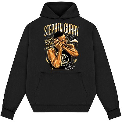 Blusão Moletom Streetwear Basquete Masculino Feminino Stephen Curry Night Night - Preto