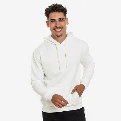 Casaco de Moletom Masculino com Bolso Canguru e Capuz P ao GG - Off White