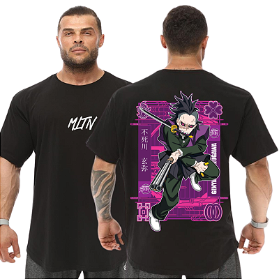 Camiseta Oversized Masculina Larga Para Treino e Academia - Demon Slayer Genya Shinazugawa