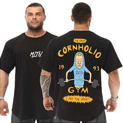 Camiseta Oversized Masculina Larga Para Treino e Academia - Beavis Cornholio Gym