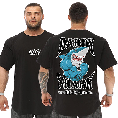 Camiseta Oversized Masculina Larga Para Treino e Academia - Daddy Shark