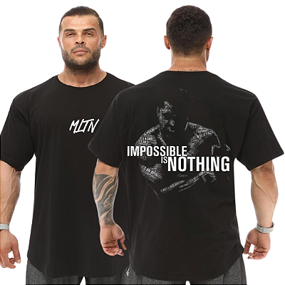 Camiseta Oversized Masculina Larga Para Treino e Academia - Muhammad Ali Impossible Is Nothing