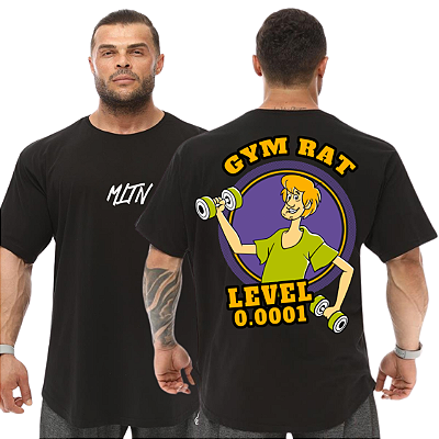 Camiseta Oversized Masculina Larga Para Treino e Academia - Scooby Doo Salsicha Gym Rat