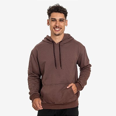 Moletom Masculino com Bolso Canguru e Capuz - Marrom