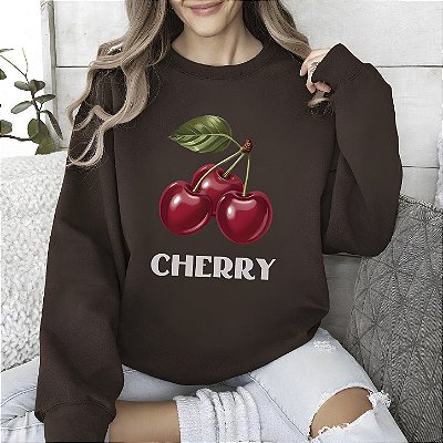 Moletom Feminino Gola Redonda Cherry Cereja