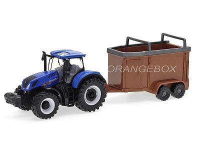 Trator New Holland T7.315 + Trailer de Cavalos Bburago 1:50