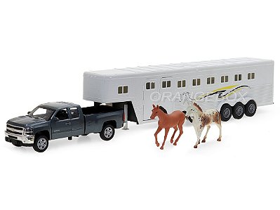 Chevrolet Silverado + Reboque Para Cavalos 1:32 New Ray