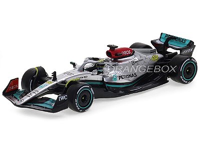 Fórmula 1 Mercedes Benz W13 AMG Petronas 2022 Lewis Hamilton 1:43 Bburago c/ Display e Piloto