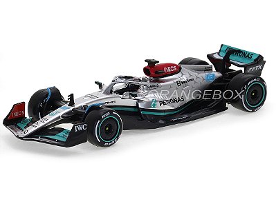 Fórmula 1 Mercedes Benz W13 AMG Petronas 2022 George Russell 1:43 Bburago c/ Display e Piloto