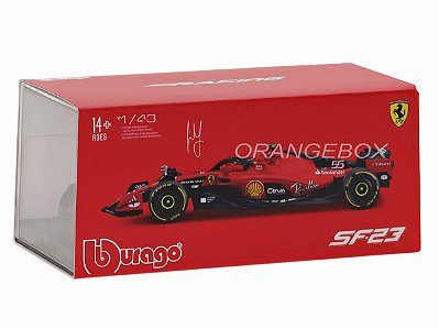 Fórmula 1 Ferrari SF-23 Carlos Sainz Jr. 2023 1:43 Bburago c/ Display e Piloto