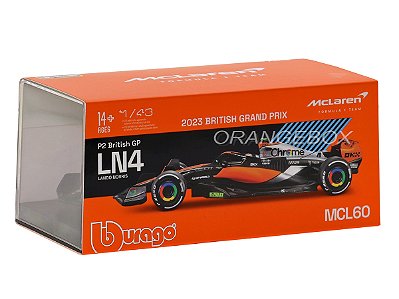 Fórmula 1 McLaren MCL60 Lando Norris 2023 1:43 Bburago c/ Display e Piloto
