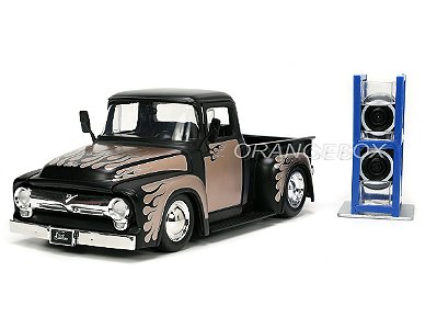 Ford F-100 Pick-Up 1956 1:24 Jada Toys Preto + Estante com Rodas