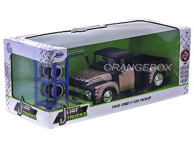 Ford F-100 Pick-Up 1956 1:24 Jada Toys Preto + Estante com Rodas