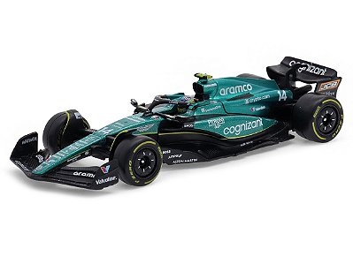 Fórmula 1 Aston Martin AMR23 Fernando Alonso 2023 1:43 Bburago c/ Display e Piloto