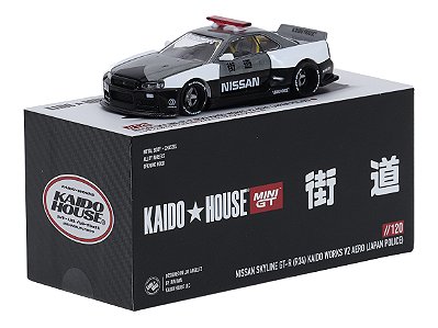 Nissan Skyline GT-R R34 Kaido Works (V2 Aero) Police 1:64 Mini GT CHASE