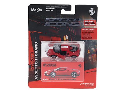 Ferrari 296 GTB Assetto Fiorano 1:64 Maisto Speed Icons Vermelho