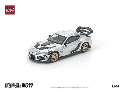 Toyota Supra A90 Darwin Pro 66G Wide Body Kit 1:64 POP RACE Silver Chrome