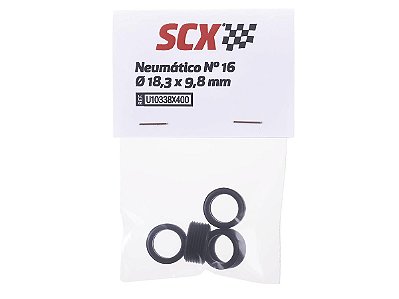 Jogo de Pneus de borracha Nº16 c/sulcos 4 unidades 1:32 SCX