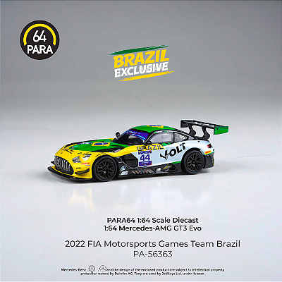 *** PRÉ-VENDA *** Mercedes AMG GT3 2022 FIA Motorsports BRAZIL EXCLUSIVE 1:64 PARA64