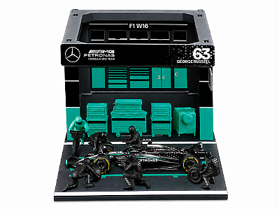 Fórmula 1 Pit Stop Mercedes W16 George Russell 2025 1:43 Bburago