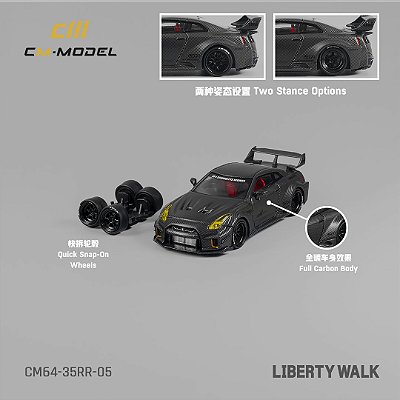 Nissan GTR35RR LBWK Liberty Walk All Carbon 1:64 CM Model
