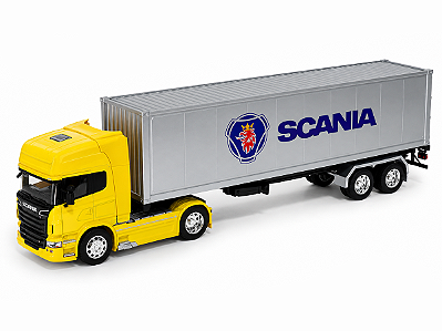 Carreta Scania R 730 V8 Baú 1:32 Welly Amarelo