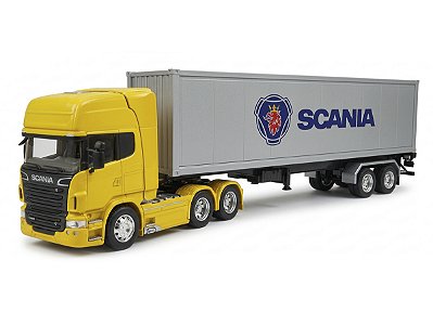 Carreta Scania R 730 V8 Baú 1:32 Welly Amarelo