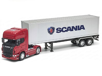 Carreta Scania R 730 V8 Baú 1:32 Welly Vermelho