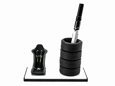 *** PRÉ-VENDA *** Porta-Canetas JDM Style Tire + Seat 1:18 MOTORHELIX PV12943