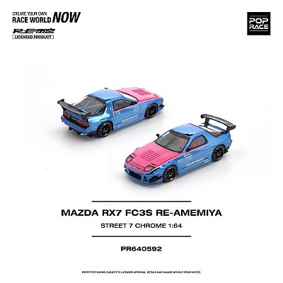 *** PRÉ-VENDA *** Mazda RX7 (FC3S) RE-AMEMIYA STREET7 CHROME 1:64 POP RACE PV12943