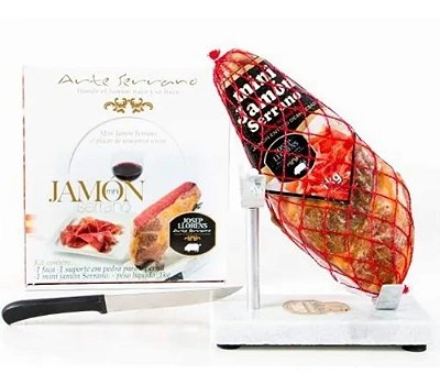 Kit Mini Jamón sem osso Serrano 12 meses c/ Suporte e Faca