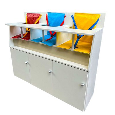Mesa De Alimentação Baby 3 Lugares Com Gabinete