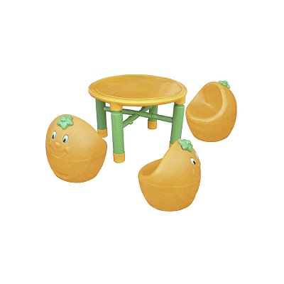 Conjunto Mesa e Banquetas Laranja