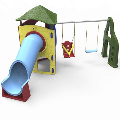 Playground Aventura Com Tubo I Com Balanço Acessível Com Acessibilidadev E Telhados
