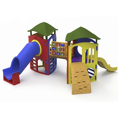 Playground Aventura Com Tubo II Com Jogo Da Velha E Telhados