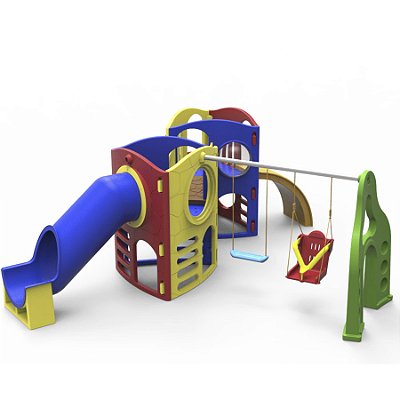 Playground Aventura Com Tubo II Com Balanço Com Acessibilidade