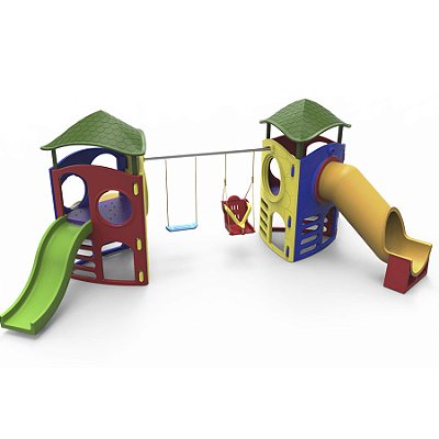 Playground Aventura Com Tubo II Com Balanço Com Acessibilidade E Telhado