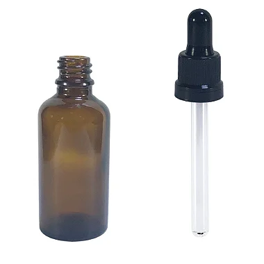 Frasco de Vidro Âmbar Com Conta Gotas 50ml (10 Unidades)