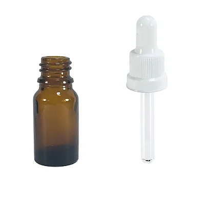 Frasco de Vidro Âmbar Com Conta Gotas 10ml Alto (20 Unidades)
