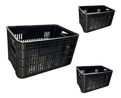 Caixa Organizadora Preta Mercado Hortifruti Kit 3 Uni
