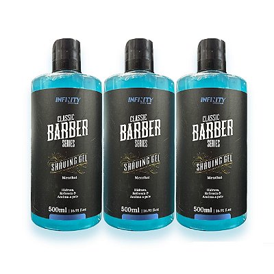 Kit Shaving Gel barbear 500ml INFINITY LOOKS HAIR Menthol 3 unidades